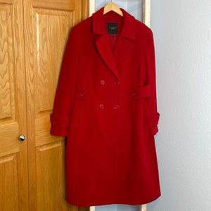 Talbots red Wool Cashmere blend long peacoat size 16 like new condition